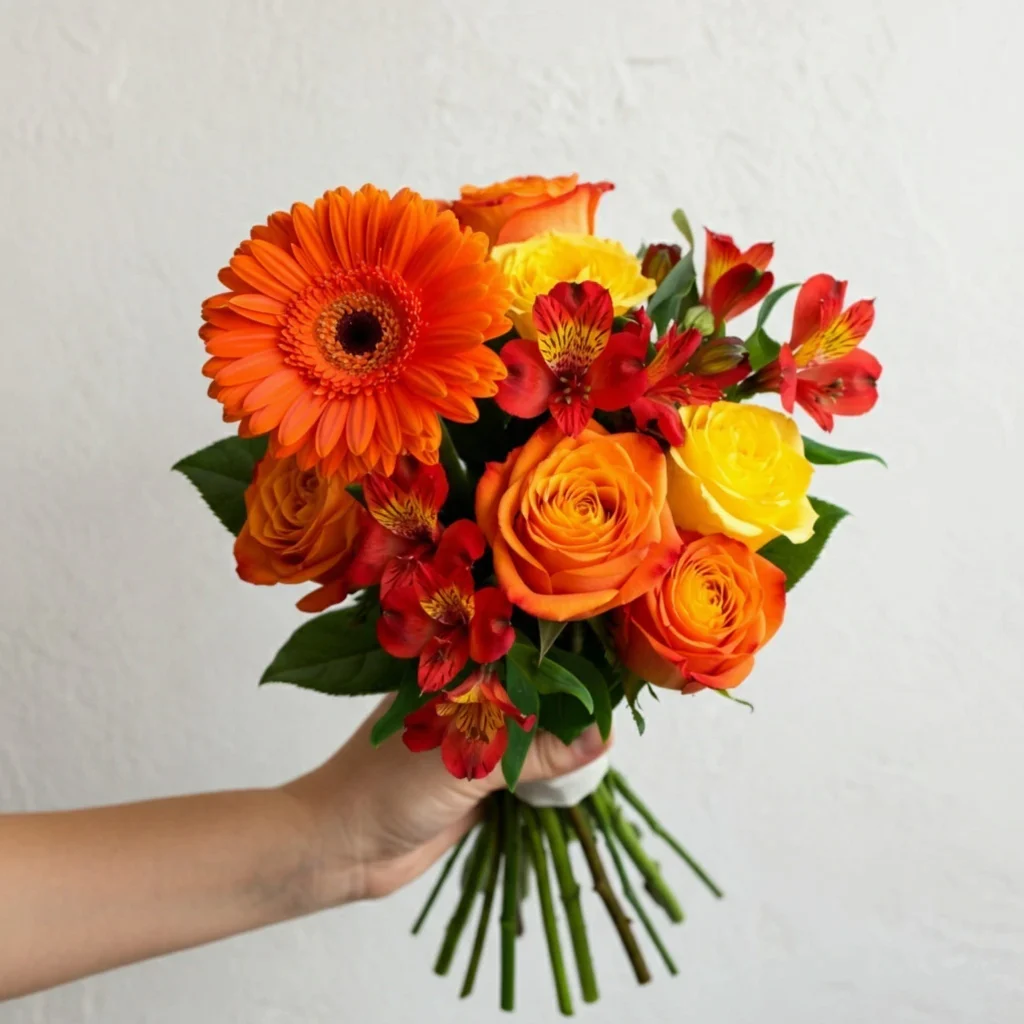 Ramalhete Gérberas + Rosas laranja