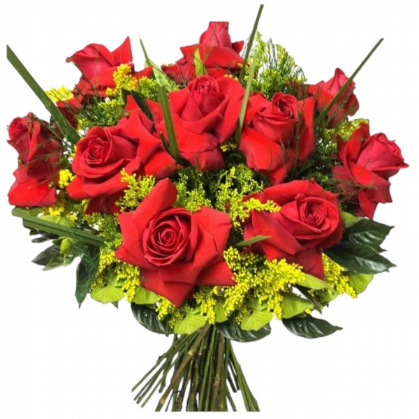 Buquê 12 rosas vermelhas + 01 La Creme
